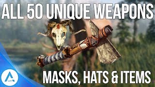 All 50 Unique Secret Weapons Hats Masks Items and How to Get Them  Red Dead Redemption 2 [upl. by Wyndham976]