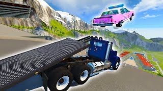 TRUCK RAMP VS THE CAR JUMP ARENA  BeamNG Drive [upl. by Anazus430]