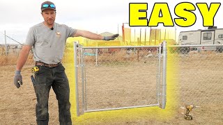 How To Hang A Chain Link Gate EASILY [upl. by Leonsis431]