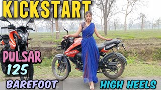 Barefoot Pulsar NS 125 Kickstart  High Heel Bike Kick Start amp Ride [upl. by Finn]