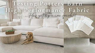 POTTERY BARN HIGH PERFORMANCE FABRICIS IT WORTH IT  BEST WHITE COUCH  LIVING ROOM MAKEOVER [upl. by Matt]