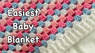 Easiest crochet baby blanket crochet granny stripe blanket easy baby blanket beginner friendly [upl. by Matthaus794]