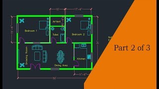 Making a simple floor plan in AutoCAD Part 2 of 3 [upl. by Monahon611]