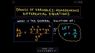 Change of Variables  Homogeneous Differential Equation  Example 2 [upl. by Ennavoj]