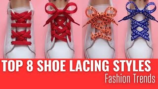 Top 8 Shoes lace styles Shoe lacing styles  Shoes less style Part080124 shoelace tieshoelaces [upl. by Lotsyrk]