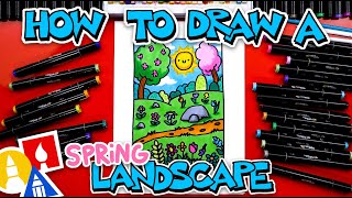 How To Draw A Spring Landscape [upl. by Bradleigh768]