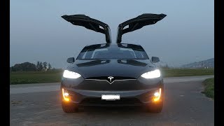 Tesla Model X  CRAZY LIGHTSHOW  Must see Full HD [upl. by Kcirredal]