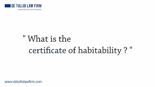 What is the certificate of habitability [upl. by Dev290]