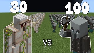 30 IRON GOLEMS VS 100 VINDICATORS MINECRAFT MOB FIGHT [upl. by Oringa427]