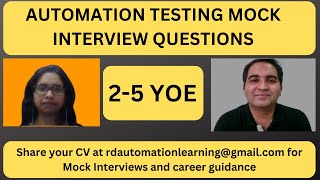 Software Testing Mock Interview Automation Testing Interview RD Automation Learning [upl. by Johnny]