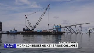 Crews at Baltimore bridge collapse continue meticulous work of removing twisted steel and concrete [upl. by Wilkins]