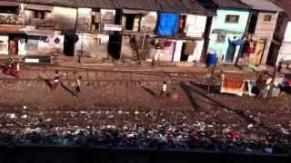 Train ride through the slum Mumbai India [upl. by Ybot]