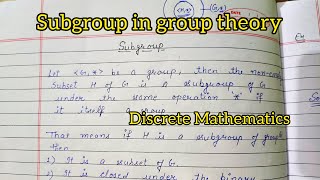 Subgroup in Group Theory With Example  Discrete Mathematics  Algebraic Structure [upl. by Andra979]