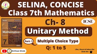 Ch 8 Unitary Method  Class 7th ICSE  Selina concise Math  Ex Multiple Choice Type Q 1 to 5 [upl. by Asital]