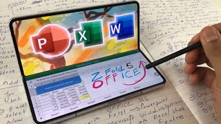 How to Use Microsoft Office in Samsung Z Fold 5  Word PowerPoint amp Excel [upl. by Trenna]