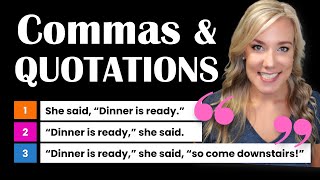 How to Use Commas with Speech Marks in Dialogue Quotation Marks  English Punctuation Rules [upl. by Yunick138]