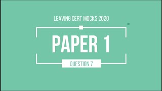 Leaving Cert Maths Higher  DEB 2020 Mocks Paper 1 Q7 [upl. by Bianca]