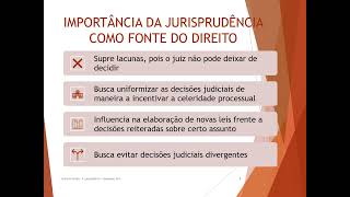 IED FONTES DO DIREITO A JURISPRUDÊNCIA [upl. by Ogram943]