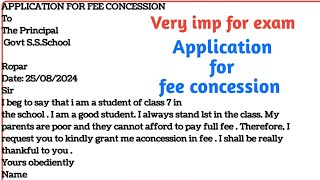 Application for full fee concession 6 to 12 class students Easy Writing application [upl. by Nyltiac755]