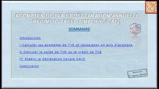 Diaporama 03  Acomptes de TVA et déclaration annuelle CA12 [upl. by Dietsche]