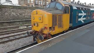 Class 37 action on the Rail Head Treatment Train in Scarborough [upl. by Benyamin585]