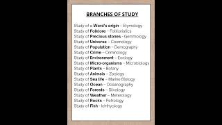 Different branches of science Part 2 generalknowledge science youtubeshorts [upl. by Anauq]