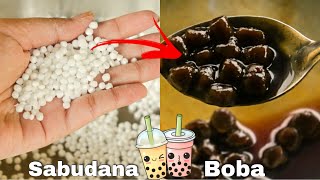 I tried making Boba with Sabudana pearls 🔥😋 Boba with Sago  साबूदाना से बोबा😋😋 [upl. by Smail]