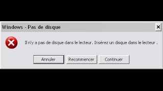 Réparer Erreur Windows quotPas de disquequot [upl. by Gannon]