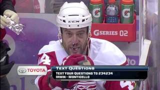 Todd Bertuzzi Mouths quotYoure Deadquot at Devin Setoguchi after high stick [upl. by Yenterb350]