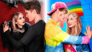 Rainbow Couple VS Goth Couple  Fake VS Real Dad at the Wedding [upl. by Hartfield]