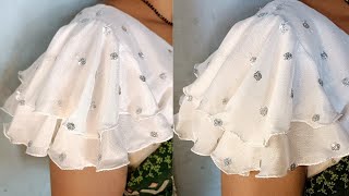 Double layer bell sleeves सीखें आसानी से।Short umbrella baju design cutting and stitchingbell sleev [upl. by Sudaorb198]