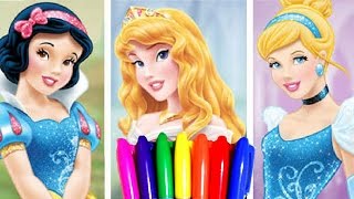 Disney Princess Cinderella and Snowwhite Coloring Book  Coloring Pages FUn Art for kids Videos [upl. by Adele]