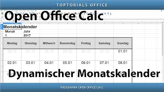 Dynamischen Monatskalender erstellen  Download OpenOffice Calc [upl. by Aicilihp336]