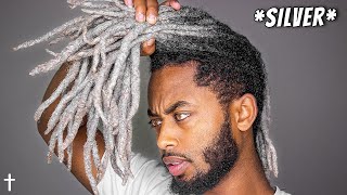 ⚪️ DYED MY HIGHTOP DREADLOCKS SILVER 🤍  How To Dye Dreadlock Silver or Grey [upl. by Anoet]