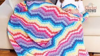 Crochet Rainbow Waves Bargello Stitch Blanket [upl. by Richey299]