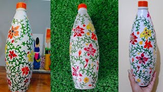 Clay bottle decoration CLAY BOTTLE DECORATION craft diy painting [upl. by Barrus457]