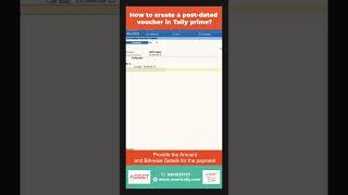 How to create a postdated voucher in Tally primeAsset tallyTally sparks tallyprime tally [upl. by Cresida]