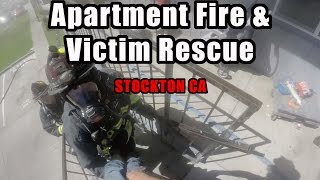 Apartment Fire • Victim Rescue • Stockton CA [upl. by Monagan]