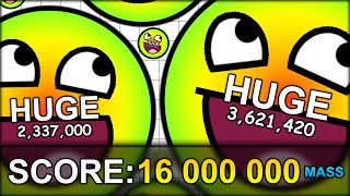 WORLD RECORD 16000000 MASS HUGE CELL 16 MILLION THE BIGGEST CELL EVER AGARIO 45 [upl. by Oika]