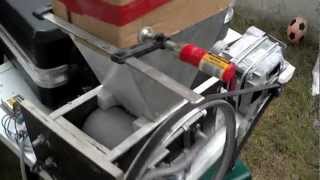 Home made DIY Concrete barley grain mill in action [upl. by Kcirtemed]