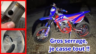 Gros serrage de lorigine sur ma beta track 50cc  on refait le moteur à neuf moteur am6 [upl. by Ronica]