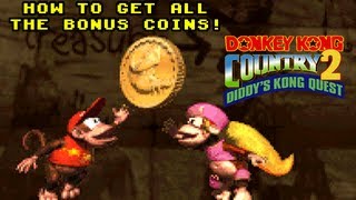 Donkey Kong Country 2  How To Get All The Bonus Coins [upl. by Harmonie348]