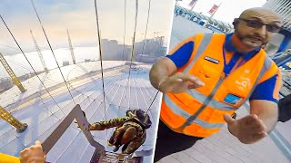 INSANE SECURITY ESCAPE O2 ARENA SUNRISE CLIMB [upl. by Hennessey]