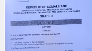 Science exam grade 8 2017 part 2  Structured questions by ustaad Abdimajiid Netka [upl. by Whiney]