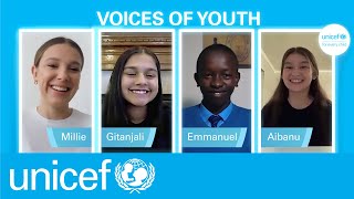 Millie Bobby Brown speaks to 3 inspiring young activists on World Children’s Day  UNICEF [upl. by Messing]