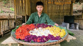 The process of soaking rice and cooking giant 4color raspberrieswild survival [upl. by Arytahs35]