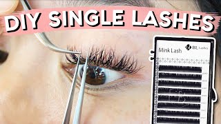 DIY Lash Extensions  SINGLE LASHES [upl. by Cherish255]