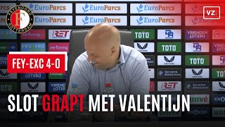 Arne Slot grapt na laatste wedstrijd van Feyenoord met Valentijn Driessen [upl. by Ullman]