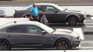 All new Dodge models on a drag strip DemonHellcatScat PackJeepDurangoChallenger ATRT [upl. by Anaitsirk]