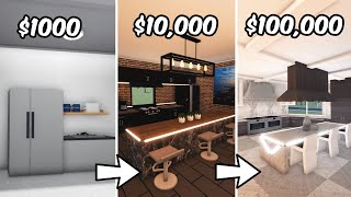 BUILDING A KITCHEN IN BLOXBURG with 1k 10k and 100k [upl. by Ycniuq308]